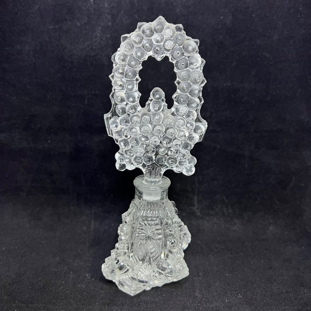 Vintage Clear Czech Glass Perfume Bottle w/ Hobnail Glass Stopper